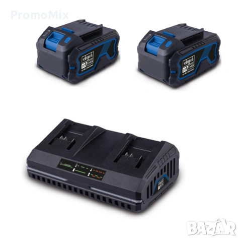 Комплект 2броя батерии 4Ah с двойно зарядно Scheppach IXES 4.5А Li-ion 20V 240W Бързо зарядно устрой