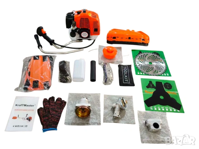 Бензинов Тример за трева 2-тактов KrafTMaster 75 куб. + 8 ПОДАРЪКА, снимка 3 - Градинска техника - 46375293