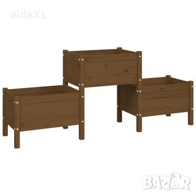 vidaXL Плантер, меденокафяв, 178,5x44x75 см, борово дърво *SKU:822250масив, снимка 1 - Други - 45795200