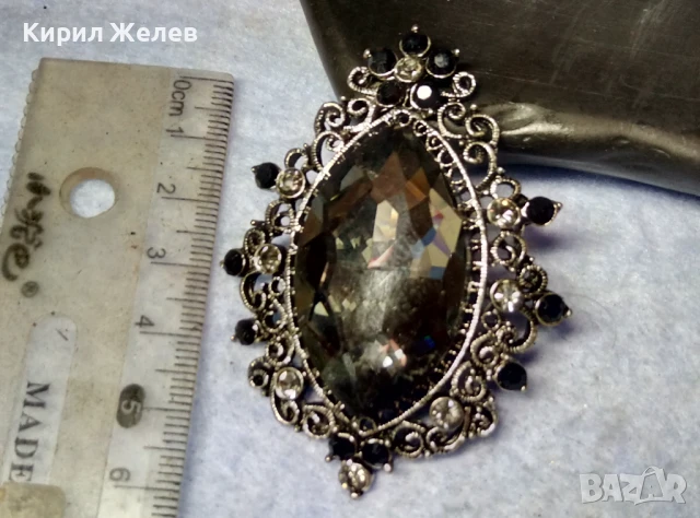 ЕФЕКТНА КРИСТАЛНА ФИЛИГРАНЕН СТИЛ СРЕБРИСТА РЕТРО АРТ БРОШКА 41602, снимка 8 - Други - 51280223