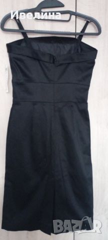 LITTLE BLACK DRESS, черен сатен, с етикет, С размер, снимка 2 - Рокли - 46417065