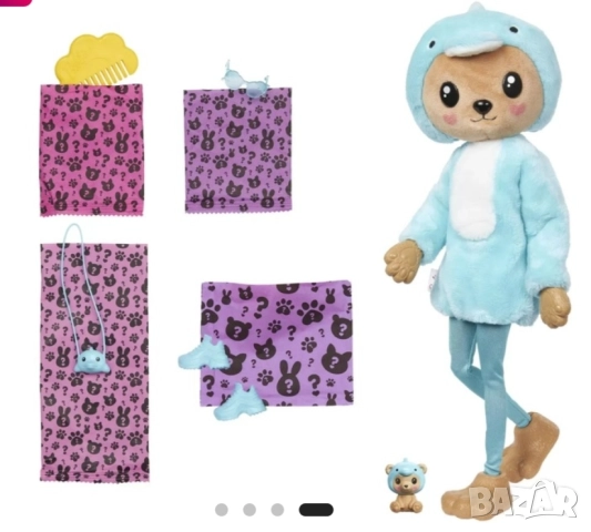 Барби кукла, Barbie Cutie Reveal - Делфин Мече, снимка 4 - Кукли - 52793132