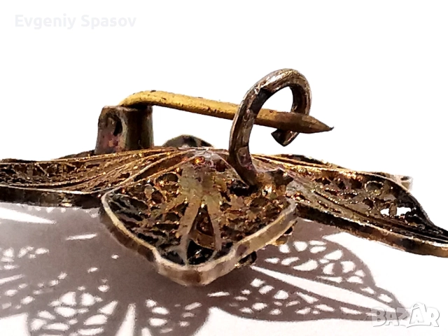 Старинна Сребърна Брошка Красиво Цвете Филигран Изцяло Ръчна Работа, снимка 9 - Други - 52437837