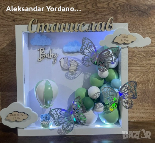3Д бебешка визитка.Луксозен подарък за изписване ,погача, кръщене., снимка 6 - Мебели за детската стая - 53658113