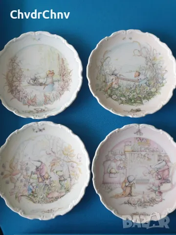 4бр Royal Doulton английска колекционерска декоративна порцеланова чиния-картина/приказки