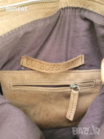 ЕСТЕСТВЕНА кожа голяма кафява чанта Cowboys bag+ дълга дръжка , снимка 12 - Чанти - 50617705