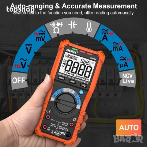 Чисто нов MESTEK DM96A мултицет с NCV функция, TRMS 6000 броя волтметър цифров тестер с автома..., снимка 6 - Гедорета - 51598434