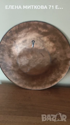 Лот от 3 медни чинии за стена гравирани с други цветни метали и рисувани, снимка 10 - Антикварни и старинни предмети - 50849762