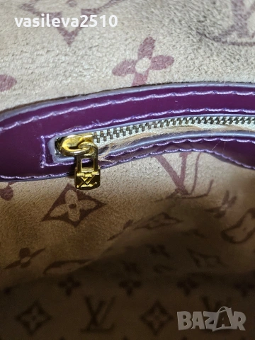 Louis Vuitton дамска винтидж лилава чанта , снимка 11 - Чанти - 53891161