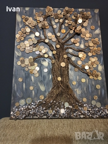Дърво на живота от монети, снимка 3 - Декорация за дома - 52896538