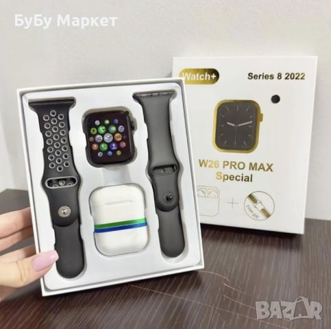 Комплект Smart часовник + TWS слушалки W26 Pro Max ULTRA, снимка 3 - Смарт часовници - 45821632