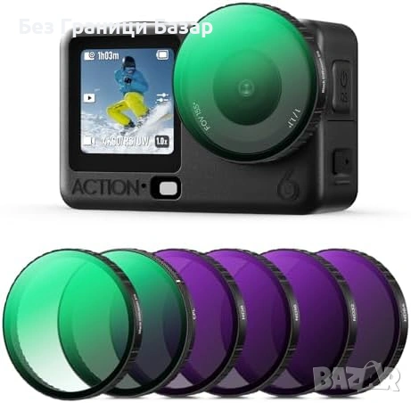 Нови DJI Osmo Action 6 филтри комплект 6 в 1 K&F CPL ND Black Mist 1/4, снимка 2 - Обективи и филтри - 53391149
