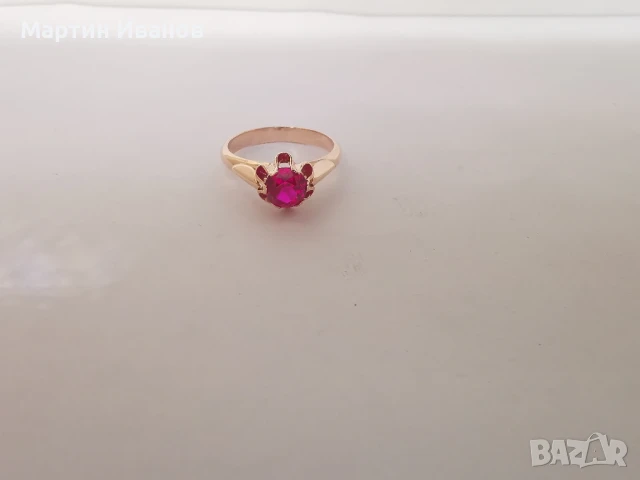 Златен руски пръстен с рубин 7, снимка 4 - Пръстени - 50558802