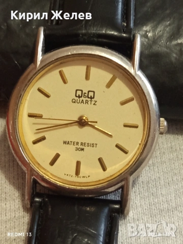 Красив дамски часовник Q/Q QUARTZ с кожена каишка перфектно състояние 51828, снимка 2 - Дамски - 53482036