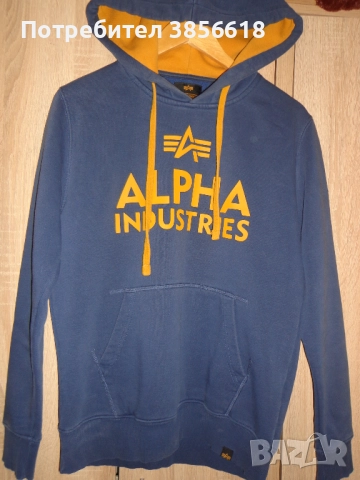 Alpha Industries мъжки син суичър с качулка размер S , снимка 4 - Спортни дрехи, екипи - 51474587