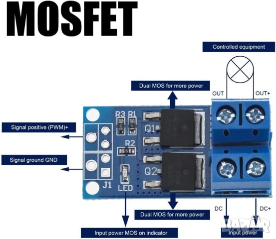 Мощен PWM модул за управление на товари до 30A, 400W, снимка 2 - Друга електроника - 51491957