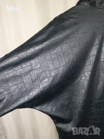 CANDA 44 /XL/ Черно сако / палто / от еко кожа змийски принт, снимка 4 - Палта, манта - 52056633