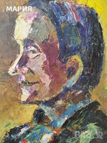 Експресивен български портретен етюд – масло върху фазер, снимка 7 - Антикварни и старинни предмети - 53756949