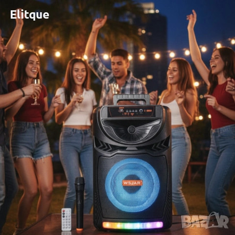 Bluetooth караоке колона с безжичен микрофон – 8,5″ говорител, LED светлини, снимка 3 - Друга електроника - 52820135