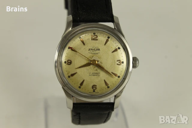 1950's ENICAR ULTRASONIC Automatic 17 Jewels Стоманен, снимка 4 - Антикварни и старинни предмети - 50735527