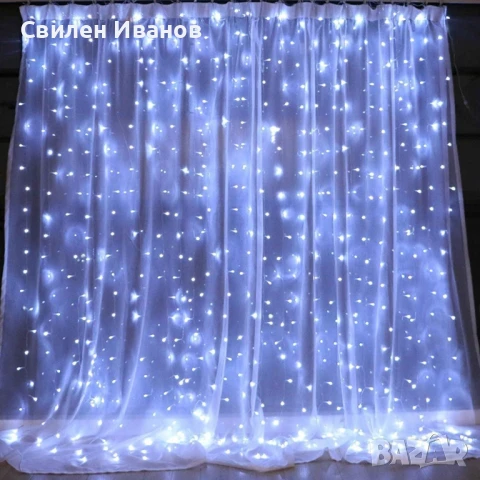 Коледна завеса от лампички / Цветове - Студено бяло, топло бяло, шарено. / 320лед светлини, дължина , снимка 8 - Лед осветление - 51390303