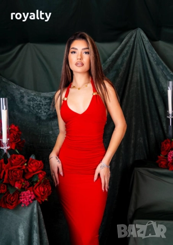 Стилна Червена Дамска Рокля , снимка 3 - Рокли - 52884666