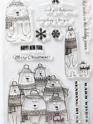 Силиконови печати Warm wishes, мечки 12 бр, снимка 2 - Други - 46139174