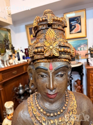 Голяма дървена скулптура / дърворезба на Богияна Парвати. №7813, снимка 13 - Антикварни и старинни предмети - 53041983