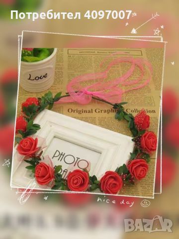 Романтична обиколка: Венче за коса от чаровни рози, снимка 2 - Аксесоари за коса - 46394958