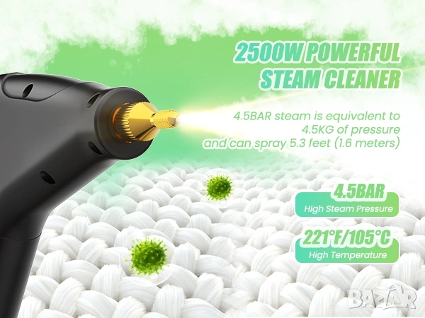Парочистачка с Високо Налягане 4.5 Bar и Тъч Контрол, Hombasing 2500W , снимка 7 - Парочистачки и Водоструйки - 53291078
