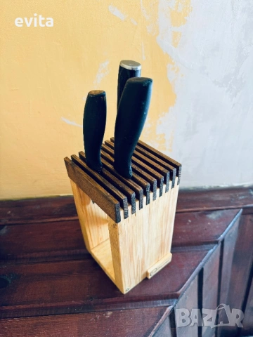 🌿 Уникални дървени стойки за ножове – ръчна изработка с характер, снимка 7 - Аксесоари за кухня - 38571562