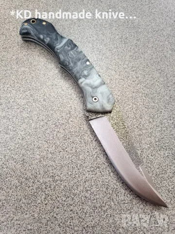 Сгъваем нож ръчно изработен от N690 стомана, снимка 2 - Ножове - 49960330