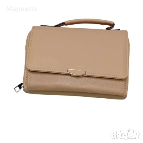 Стилна и компактна к. дамска чанта за през рамо с дълга дръжка.