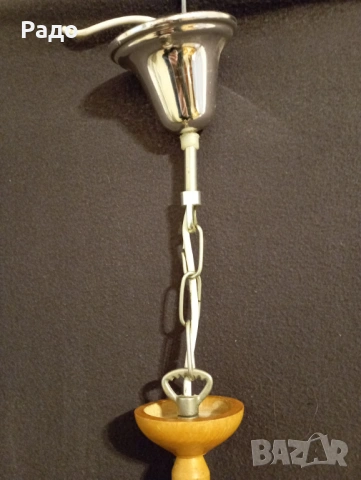 Красив полилей с бял стъклен абажур, снимка 3 - Полилеи - 53425321