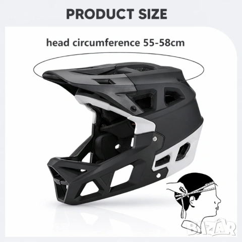 Кросова каска MARTAR, Full Face, ЕN Сертифицирана, Олекотена (690g), Размер: S/M, снимка 10 - Аксесоари за велосипеди - 53110321