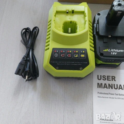 Мощен Комплект Ryobi 18V ONE+: 2 броя Батерии 5.5Ah + Бързо Зарядно устройство – НОВО, снимка 4 - Други инструменти - 54097121