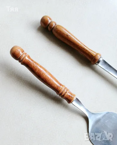 Прибори за сервиране с дървени дръжки , снимка 4 - Прибори за хранене, готвене и сервиране - 50172690