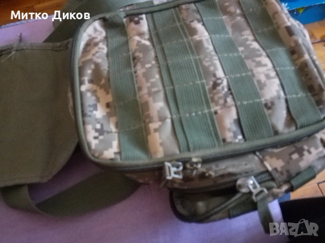 Чанта маскировъчен промазан плат каки Маркова нова на Army UA 28x22x11 cm с много прегради, снимка 9 - Чанти - 53901364