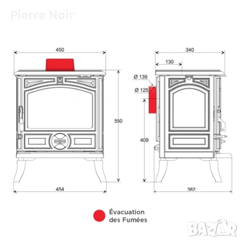 Чугунена печка на дърва 5kW , снимка 6 - Отоплителни печки - 54167239