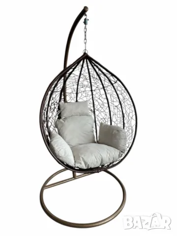 Градинска люлка от PVC ратан с метална конструкция, снимка 5 - Градински мебели, декорация  - 50204606