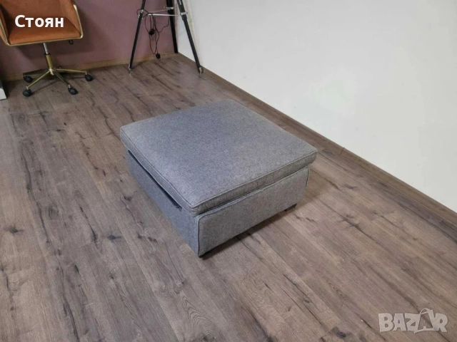 Сива табуретка от плат с функция ракла, снимка 7 - Дивани и мека мебел - 51966582