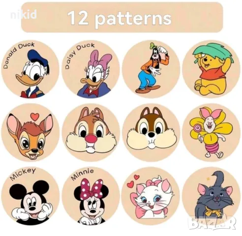 100 бр мики мини маус мечо пух бамби Чип малки самозалепващи лепенки стикери за ръчна изработка, снимка 2 - Други - 49839437