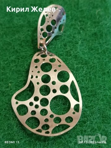 Красива сребърна обеца с абстрактен дизайн дизаинеско бижу 52407, снимка 2 - Обеци - 52692443