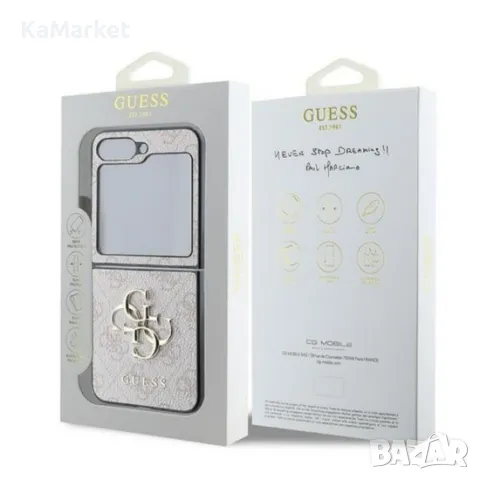 Оригинален кейс Guess Leather 4G Metal Logo, За Samsung Galaxy Z Flip6, Розов, снимка 6 - Калъфи, кейсове - 47985226