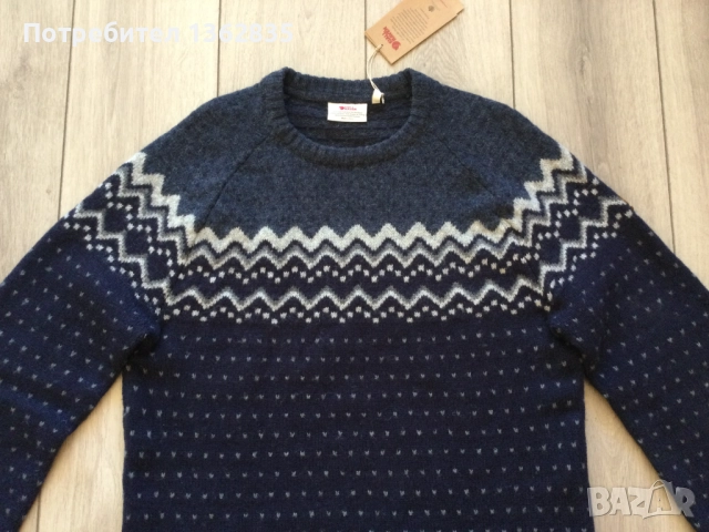 НОВ оригинален син вълнен пуловер FJALLRAVEN размер XL от Германия, снимка 5 - Пуловери - 52942797
