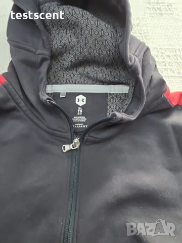 Under Armour мъжки суичър с цип и качулка – XL – Черен с червени детайли black red, снимка 2 - Суичъри - 52969789