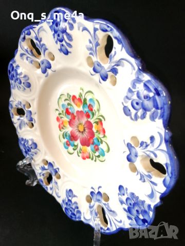 Синя чиния с цветя (Vestal?), снимка 3 - Декорация за дома - 45147857