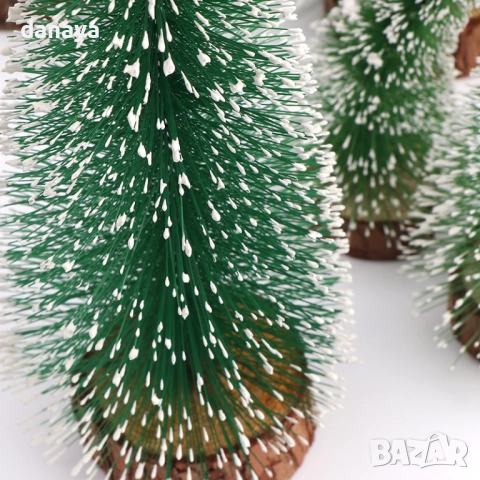 6176 Коледна елхичка на пънче със сняг декоративно дърво за коледна украса, 21 см, снимка 2 - Декорация за дома - 51934291