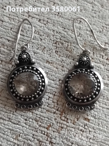 Руски сребърни обеци"Самовари" с планински кристал 