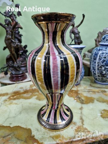 Уникална много красива антикварна колекционерска порцеланова белгийска ваза H.BEQUET , снимка 4 - Вази - 45234668